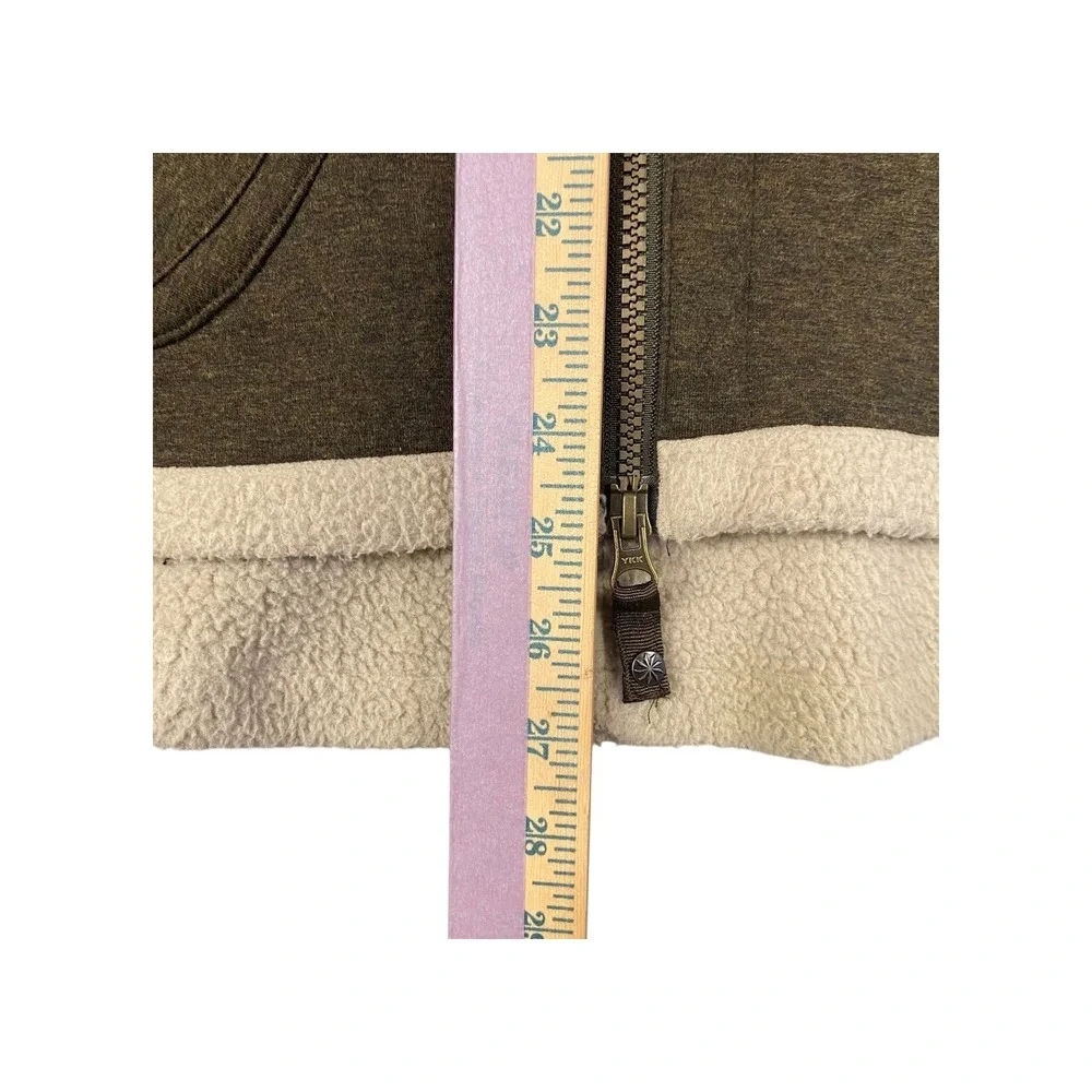 Athleta Sherpa Collar‎ Zip Vest Brown Beige Size L Outdoor Activewear Pockets